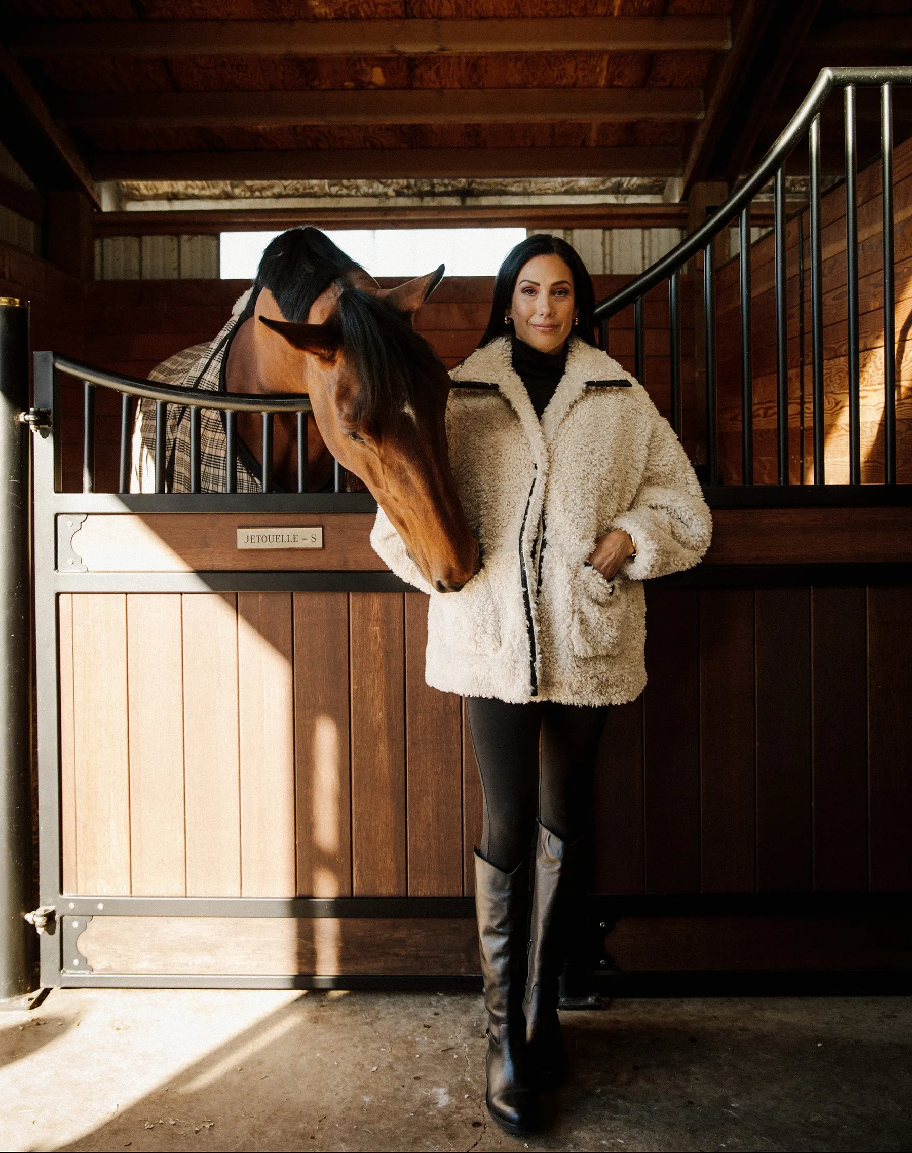 Leather Trim Sherpa Jacket sold by Brunette The Label product image thumbnail 2