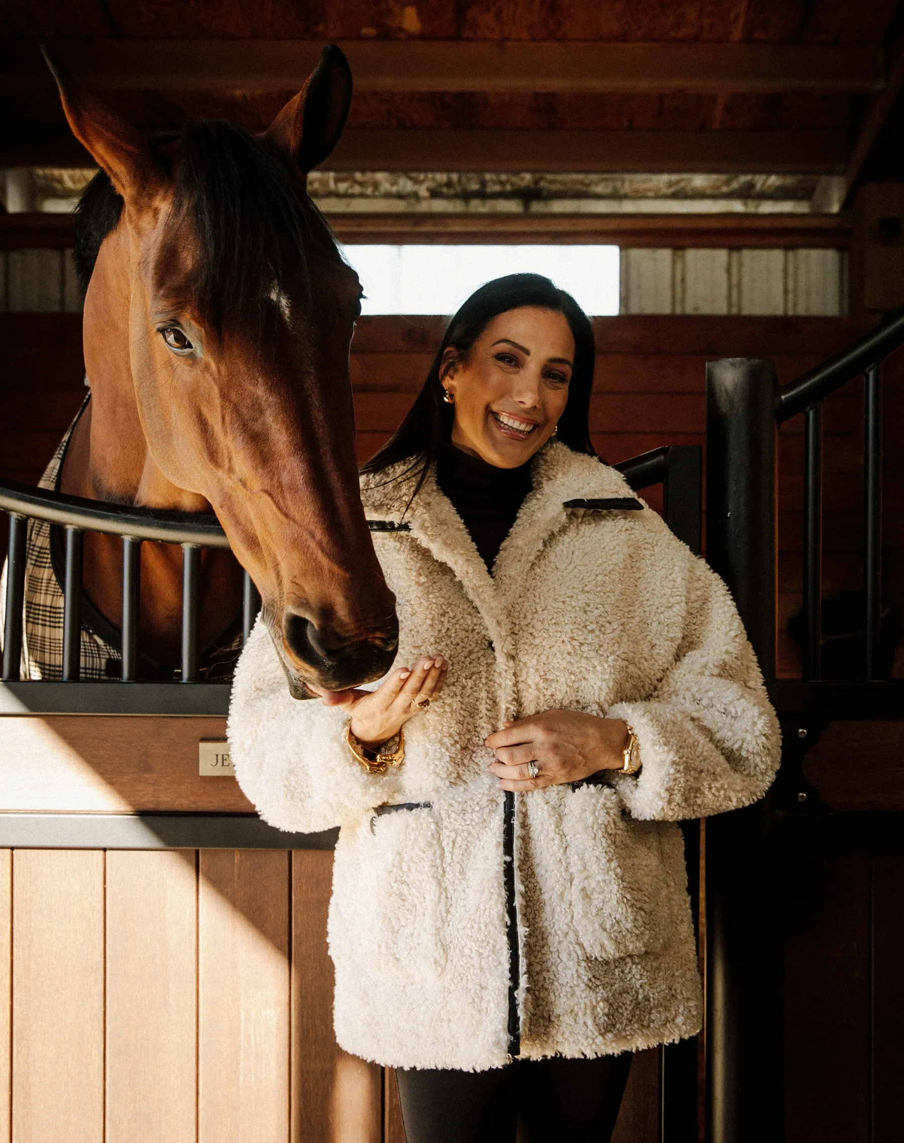 Leather Trim Sherpa Jacket sold by Brunette The Label
