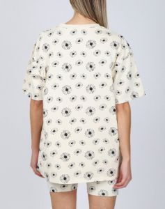 The "ALL OVER DAISY" Oversized Boxy Crew Neck Tee | Almond Milk sold by Brunette The Label