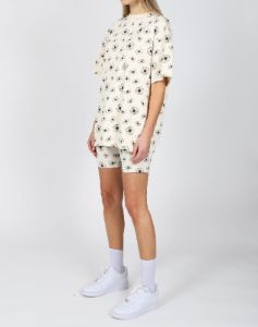 The "ALL OVER DAISY" Oversized Boxy Crew Neck Tee | Almond Milk sold by Brunette The Label