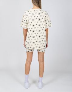 The "ALL OVER DAISY" Oversized Boxy Crew Neck Tee | Almond Milk sold by Brunette The Label