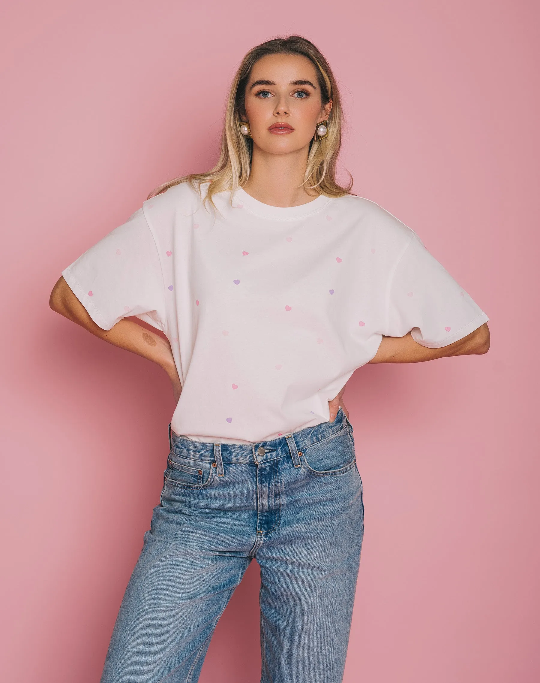 Tiny Heart Oversized Boxy Tee sold by Brunette The Label