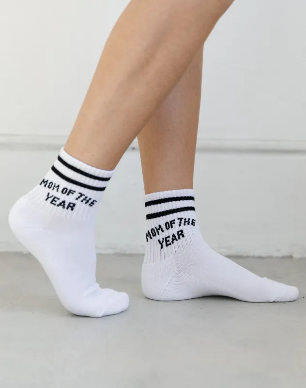 "Mom of the Year" Sock made by Brunette The Label