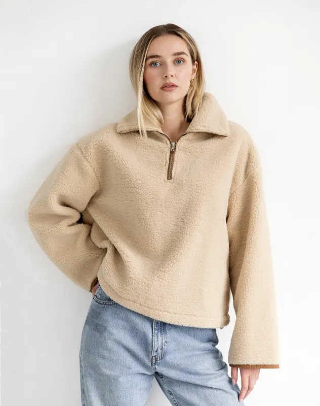 Teddy Bear Half Zip Sherpa made by Brunette The Label