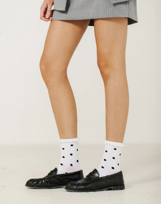 Ruffle Polka Dot Sock made by Brunette The Label