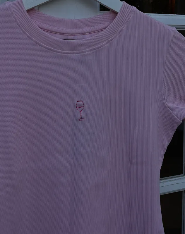Wine Glass Ribbed Tee made by Brunette The Label