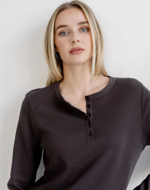 Waffle Henley Top made by Brunette The Label
