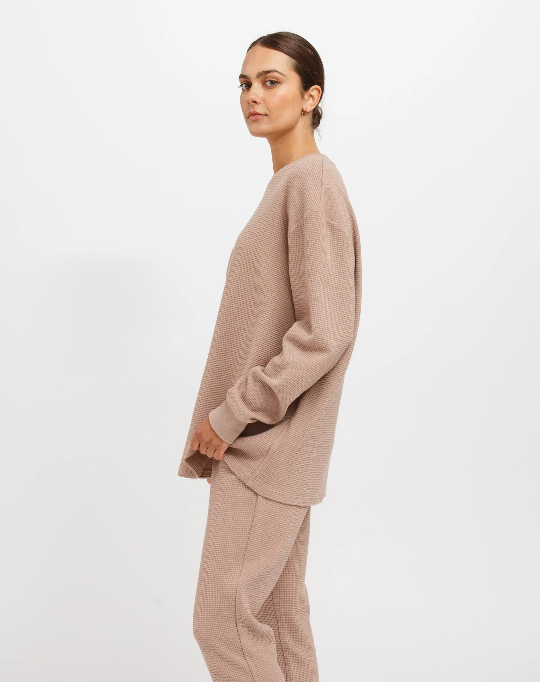 Waffle Boxy Shirt | Fawn sold by Brunette The Label product image thumbnail 2
