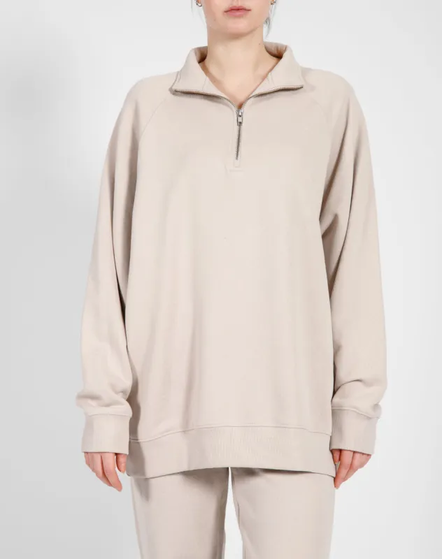 The Not Your Boyfriend Half Zip Sweatshirt | Oyster sold by Brunette The Label