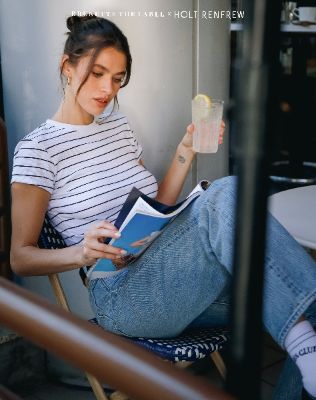 Ribbed Fitted Tee in Black Stripe | Holt Renfrew Pop Up sold by Brunette The Label