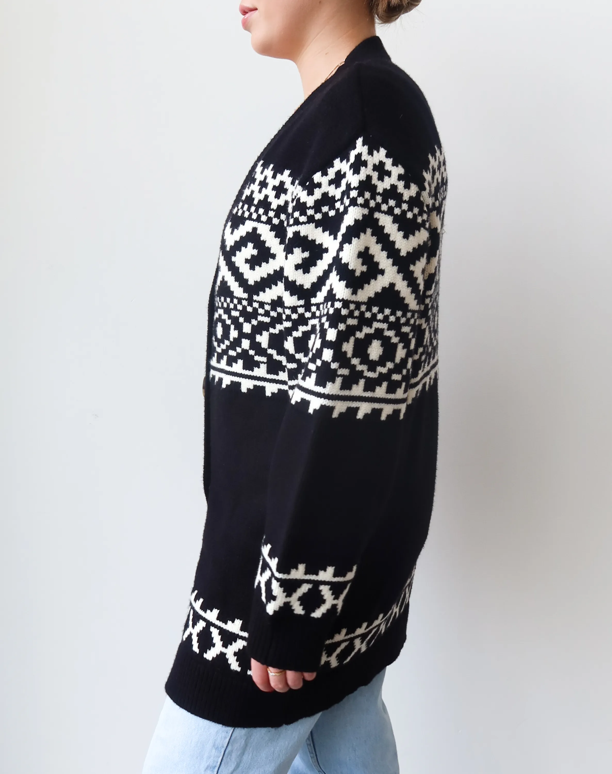Fair Isle Knit Cardigan | Black sold by Brunette The Label product image thumbnail 5