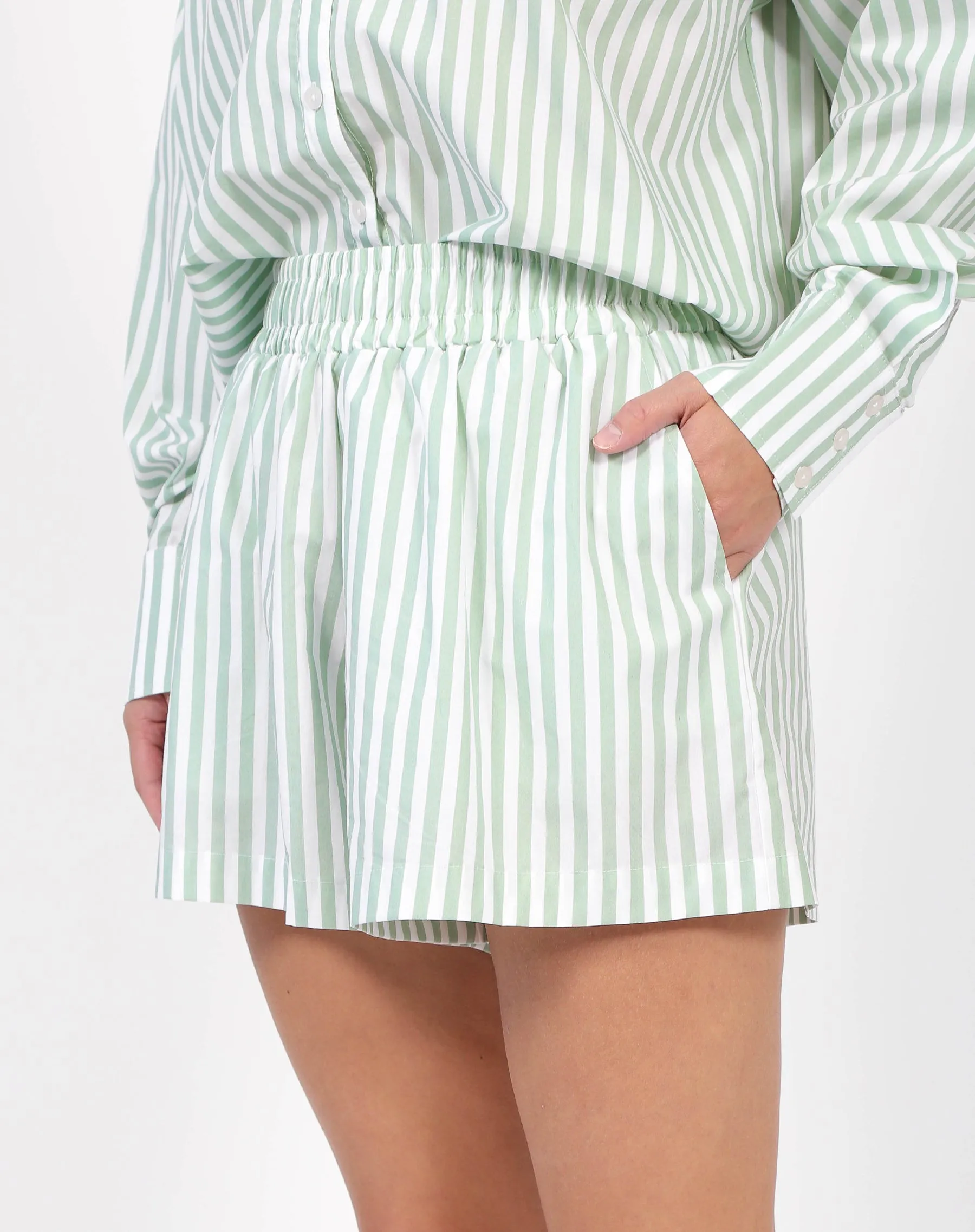Striped Short | Sage sold by Brunette The Label product image thumbnail 2