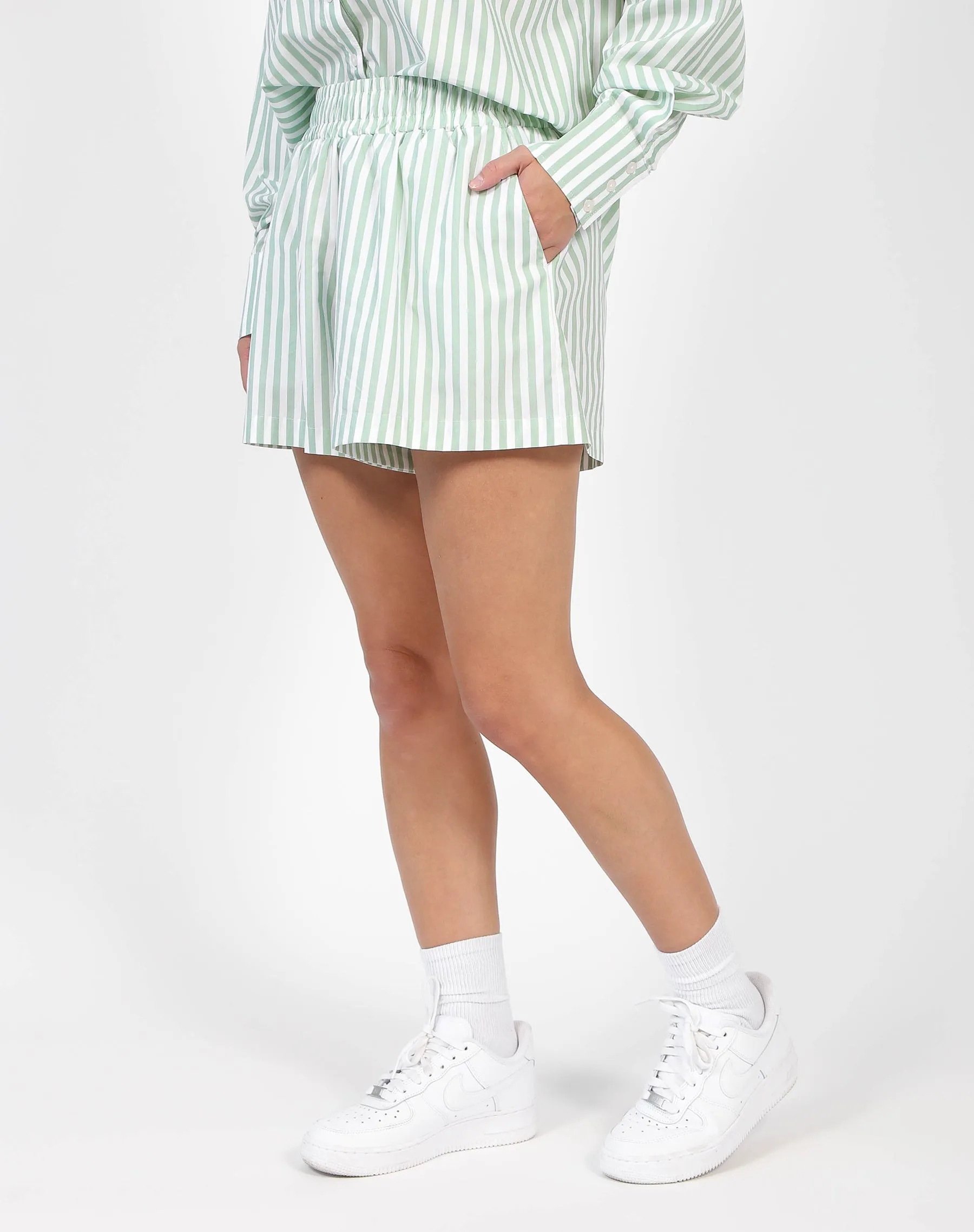 Striped Short | Sage sold by Brunette The Label product image thumbnail 3