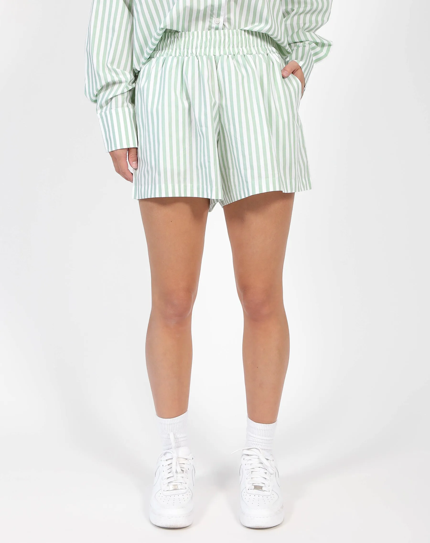 Striped Short | Sage sold by Brunette The Label product image thumbnail 4