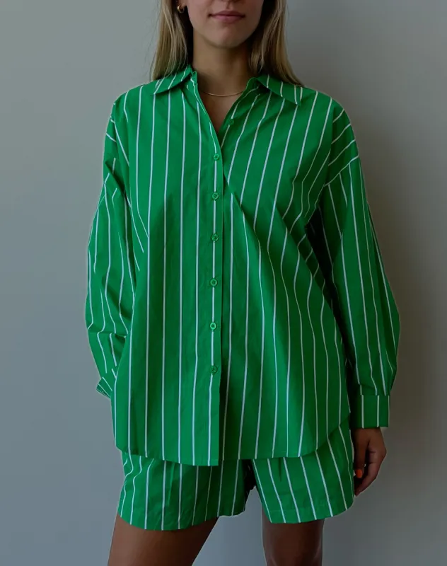 Button Up Shirt | Kelly Green & White made by Brunette The Label
