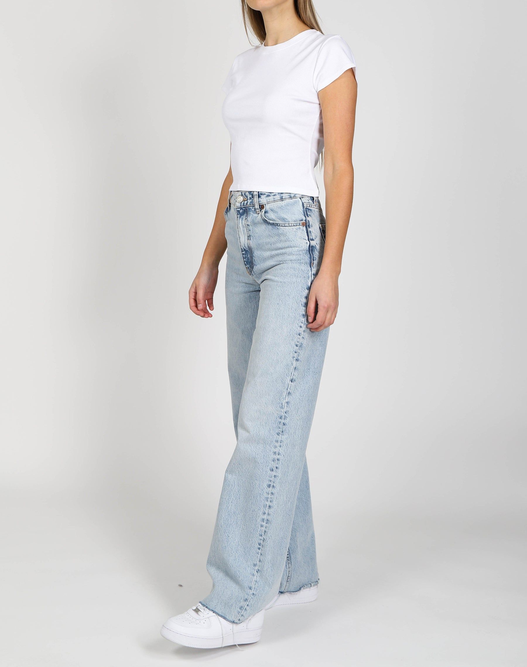 Cropped Ribbed Tee in White | Holt Renfrew Pop Up sold by Brunette The Label product image thumbnail 5