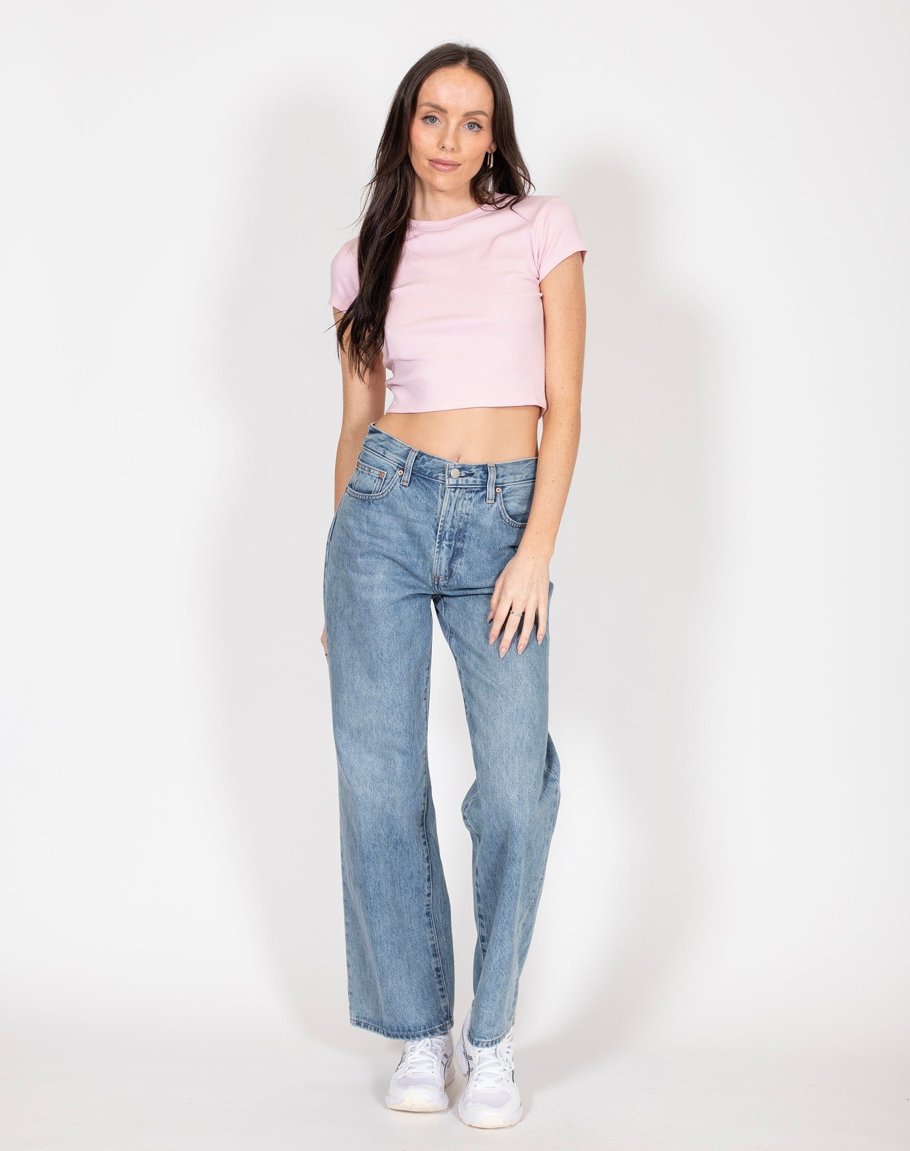 The Cropped Ribbed Tee | Bubble Gum sold by Brunette The Label product image thumbnail 4