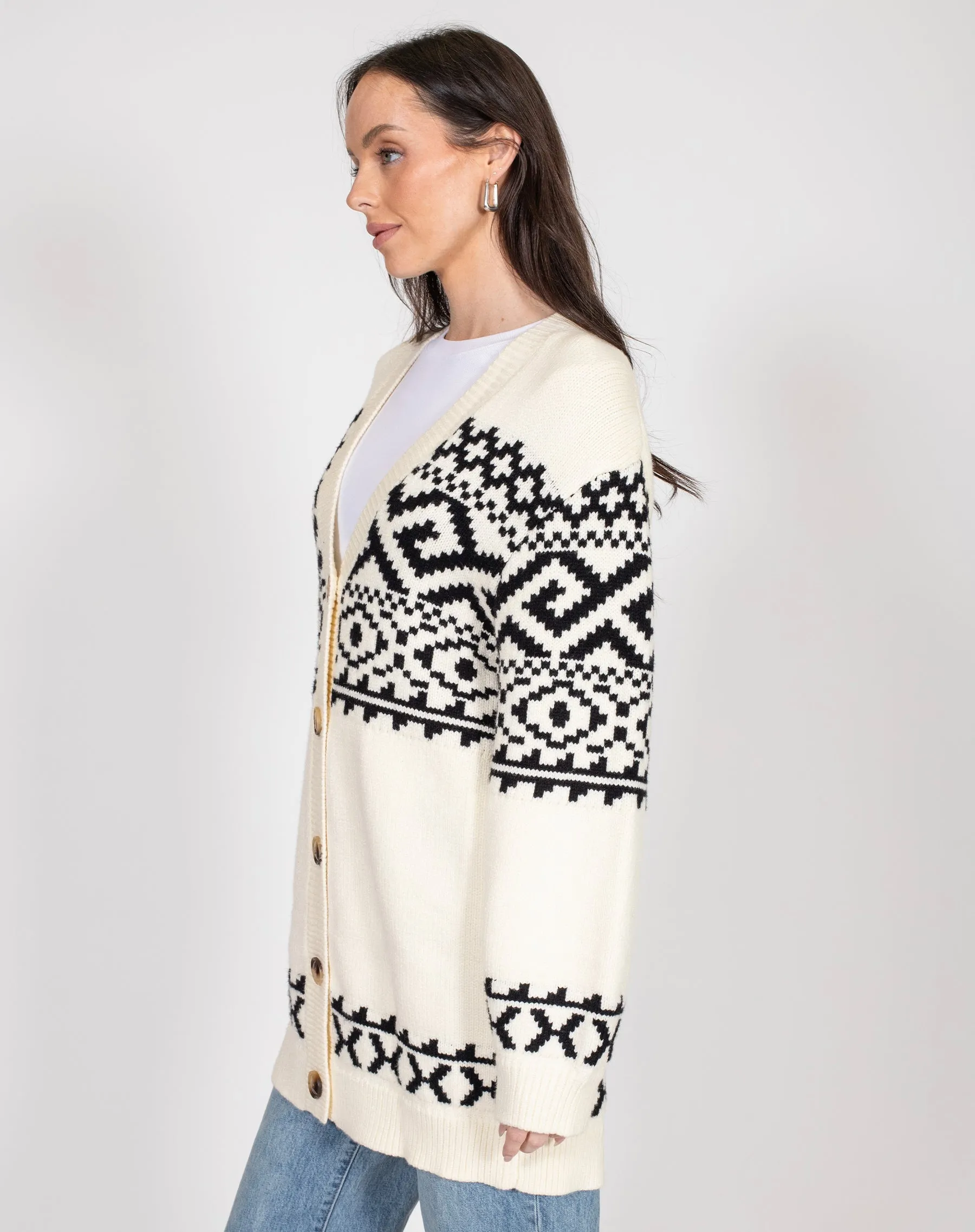 Fair Isle Knit Cardigan sold by Brunette The Label product image thumbnail 3