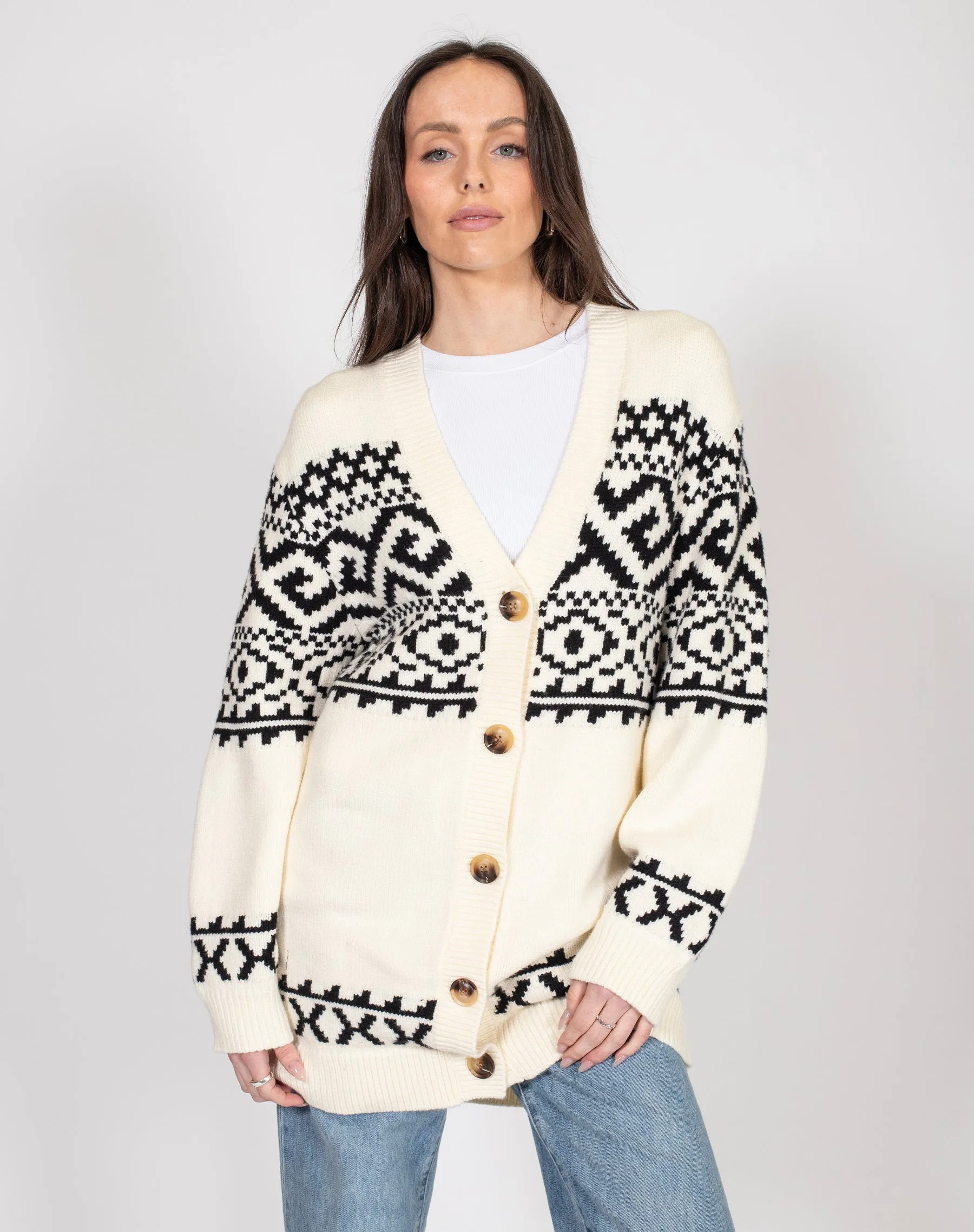 Fair Isle Knit Cardigan sold by Brunette The Label