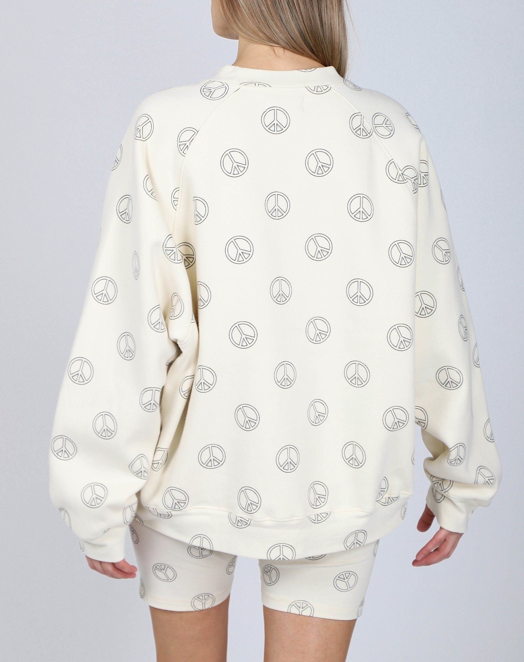 The "ALL OVER PEACE SIGN" Not Your Boyfriend's Crew Neck Sweatshirt | Almond Milk sold by Brunette The Label product image thumbnail 3