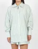 Striped Button Up Shirt | Sage sold by Brunette The Label