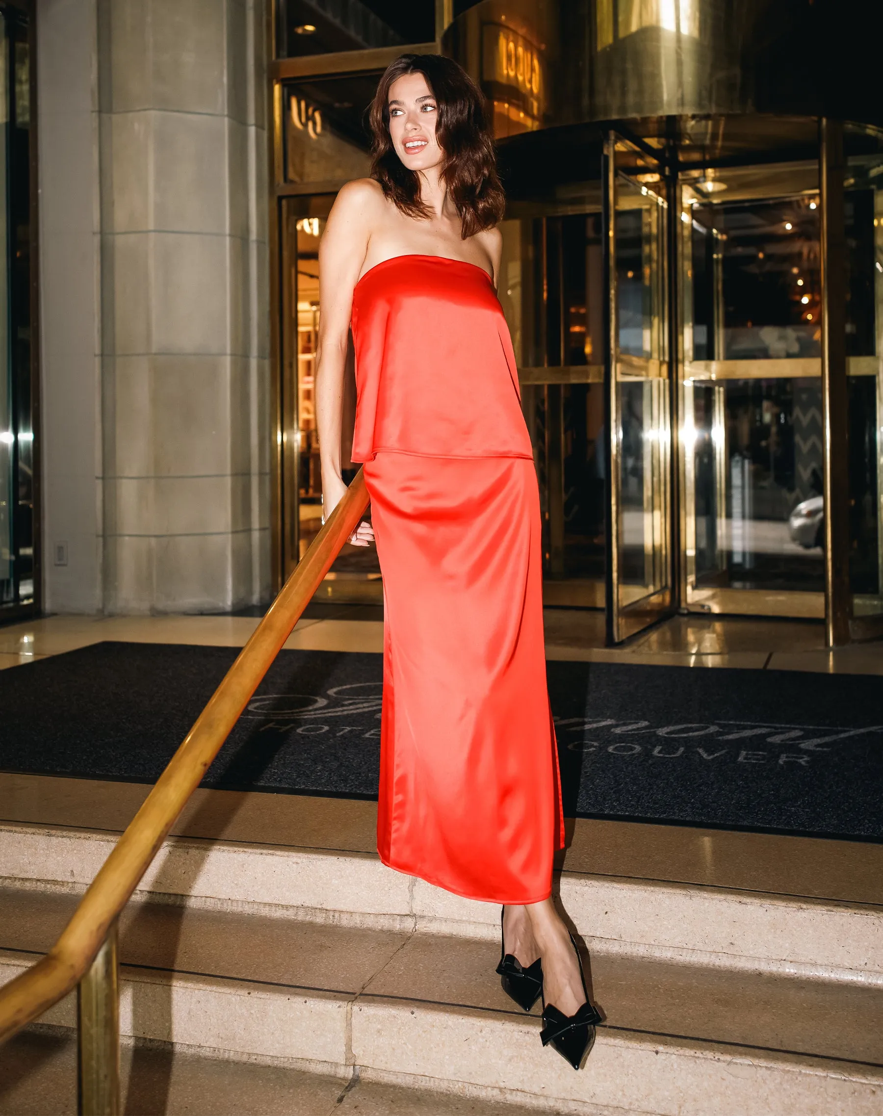 The Satin Maxi Skirt | Crimson sold by Brunette The Label