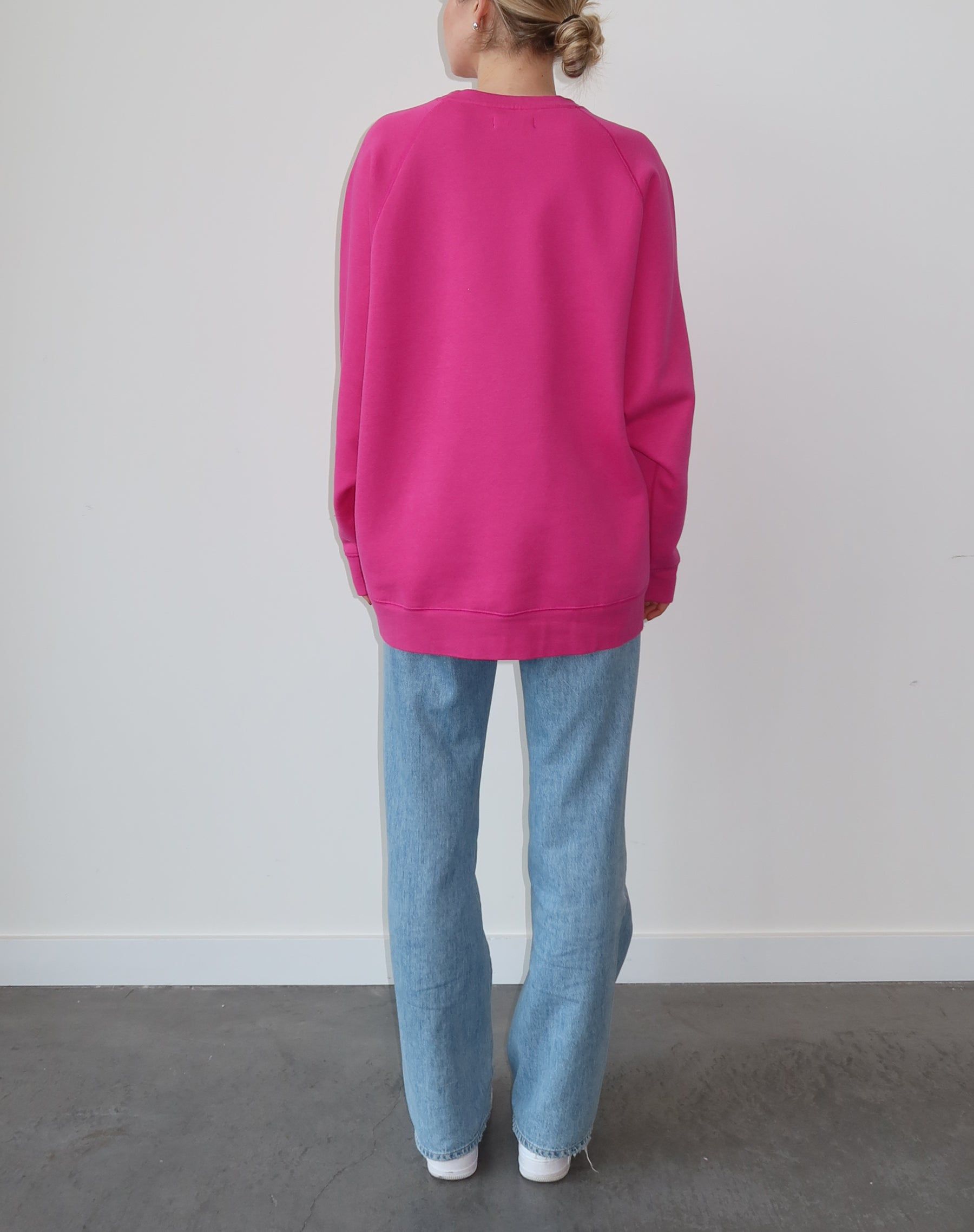 The "BRUNETTE" Not Your Boyfriend's Varsity Crew Neck Sweatshirt | Fuchsia & Baby Pink sold by Brunette The Label product image thumbnail 5