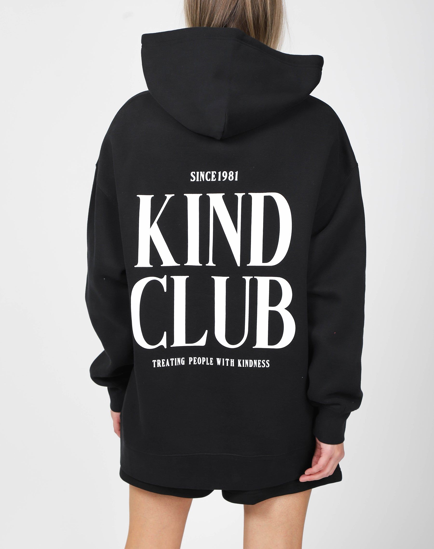 The "KIND CLUB" Big Sister Hoodie | Black sold by Brunette The Label