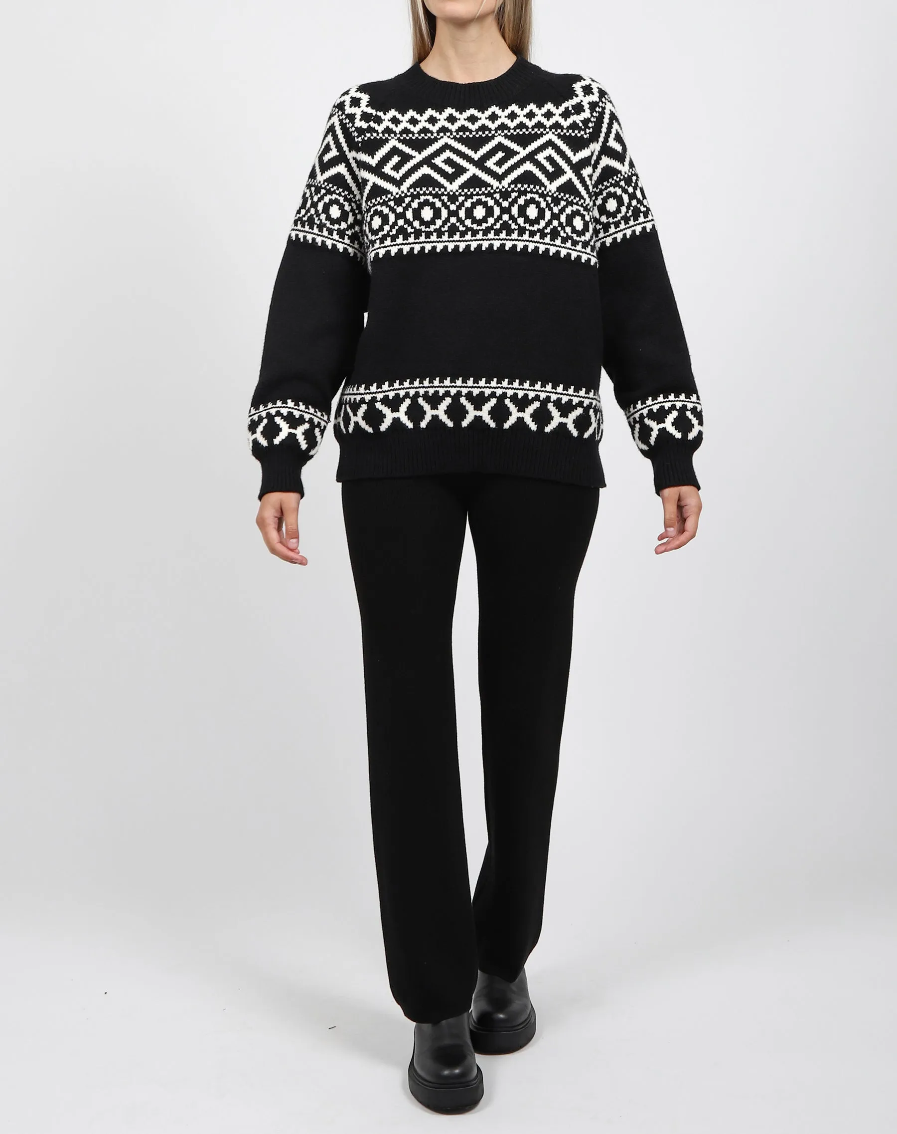Fair Isle Knit Sweater | Black sold by Brunette The Label product image thumbnail 2