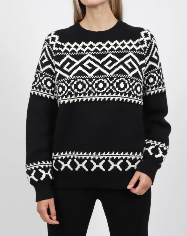 Fair Isle Knit Sweater | Black sold by Brunette The Label
