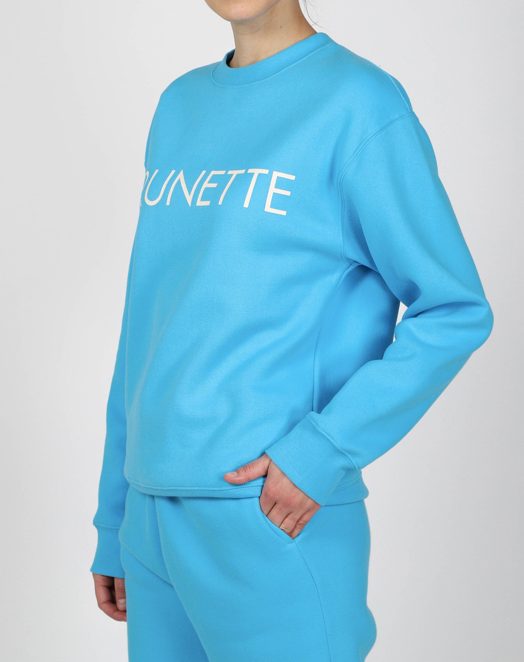 The "BRUNETTE" Classic Crew Neck Sweatshirt | Mediterranean Blue sold by Brunette The Label product image thumbnail 2