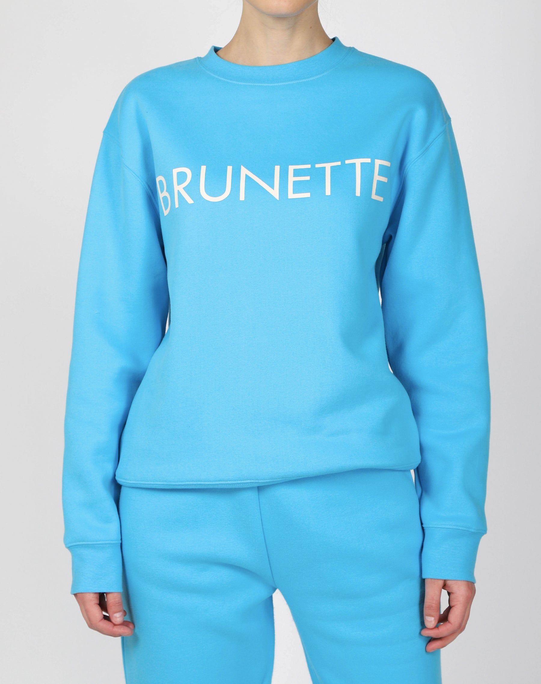 The "BRUNETTE" Classic Crew Neck Sweatshirt | Mediterranean Blue sold by Brunette The Label