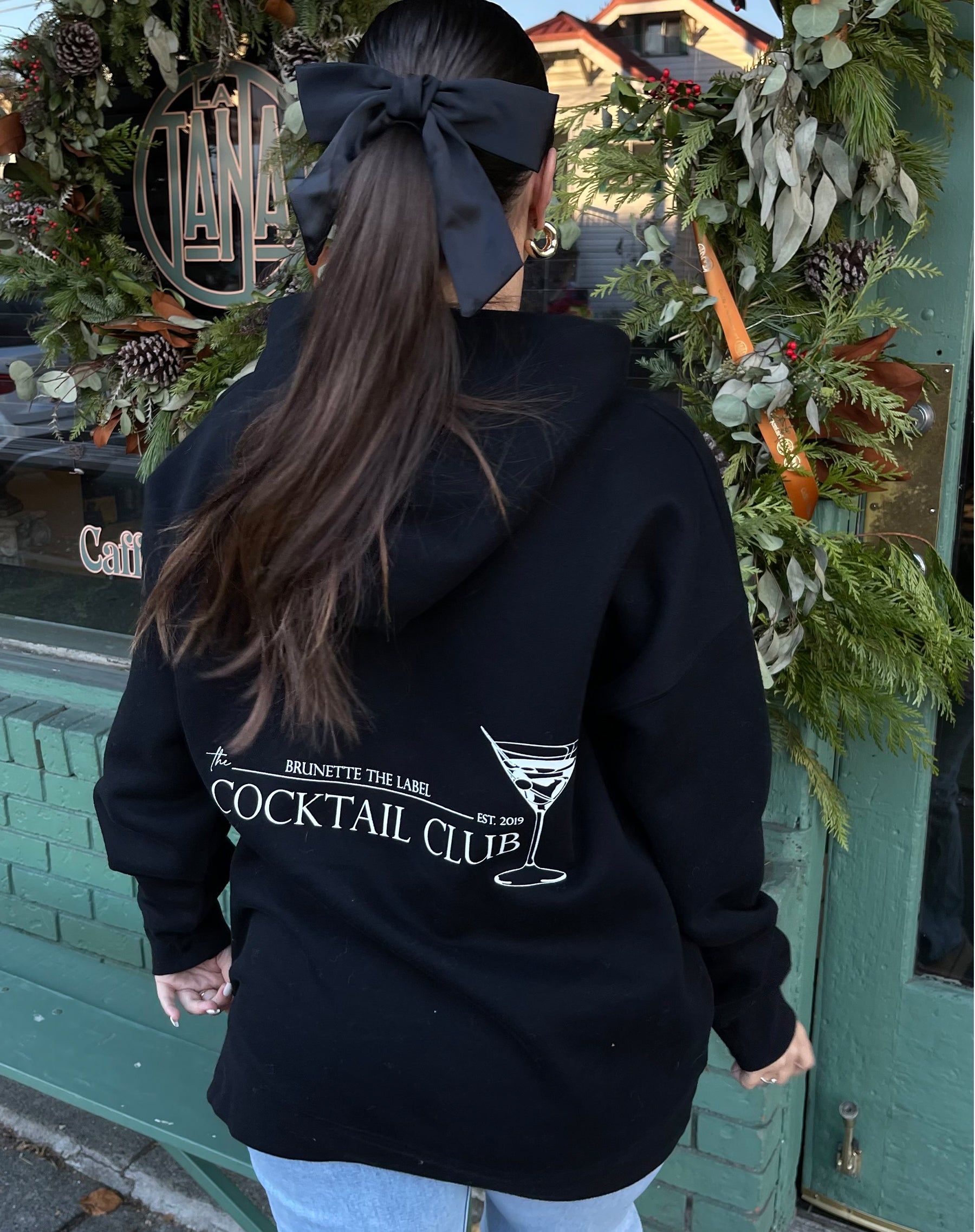 The 'Cocktail Club' Big Sister Hoodie | Black sold by Brunette The Label