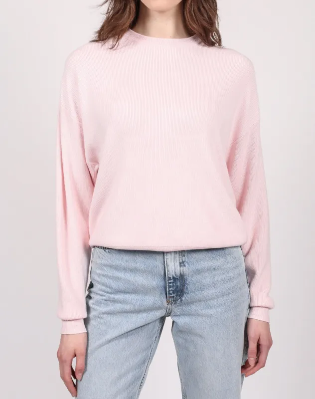 The Ribbed Knit Crew Neck Sweater | Pink sold by Brunette The Label