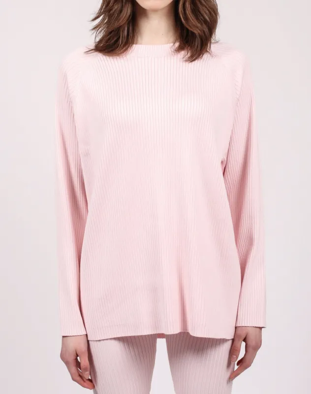 The Ribbed Crew Neck Sweater | Pink sold by Brunette The Label