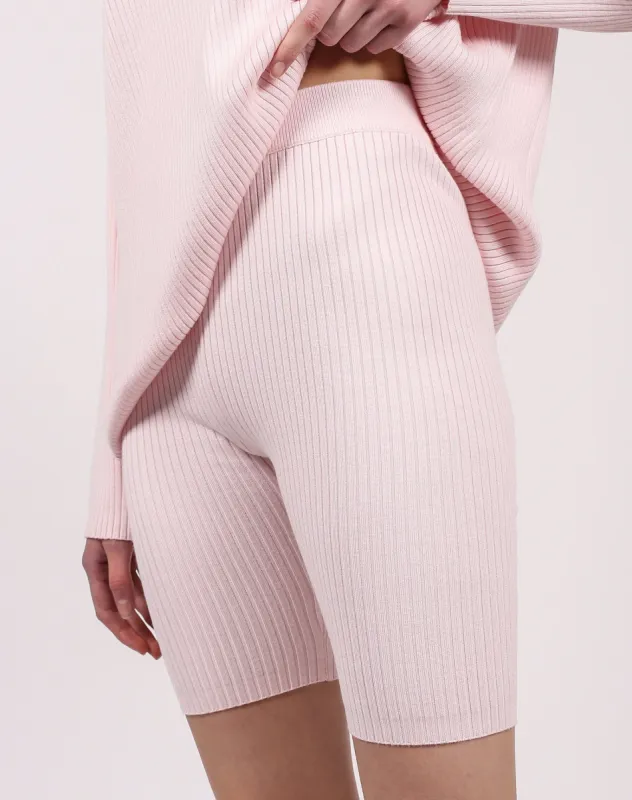 The Ribbed Biker Short | Pink sold by Brunette The Label