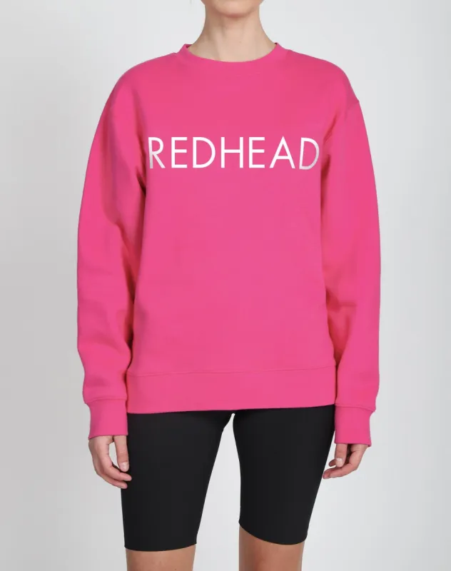The "REDHEAD" Classic Crew Neck Sweatshirt | FUCHSIA sold by Brunette The Label
