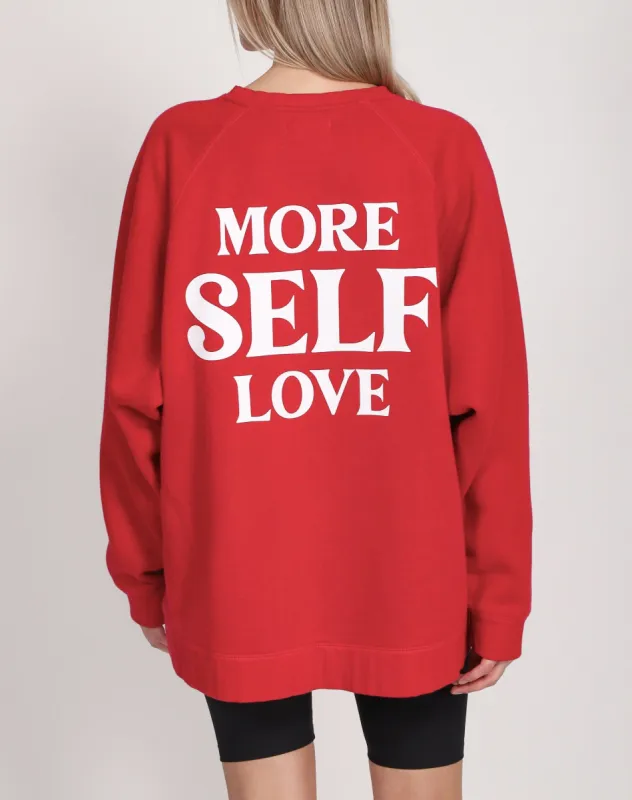 The "MORE SELF LOVE" Not Your Boyfriend's Crew Neck Sweatshirt | CRIMSON sold by Brunette The Label