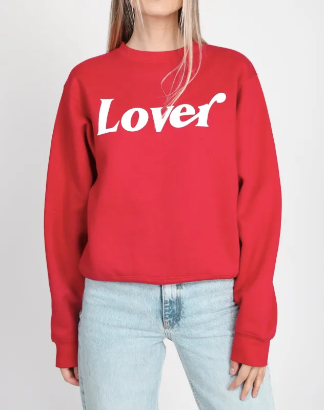 The "LOVER" Best Friend Crew Neck Sweatshirt | Crimson sold by Brunette The Label