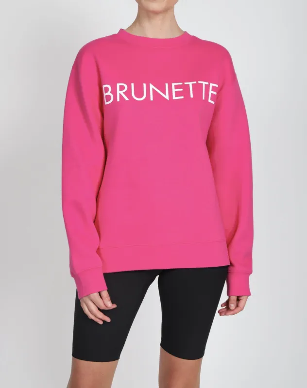 The "BRUNETTE" Classic Crew Neck Sweatshirt | Fuchsia sold by Brunette The Label