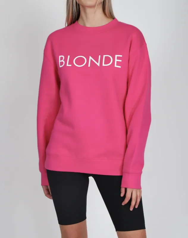 The "BLONDE" Classic Crew Neck Sweatshirt | Fuchsia sold by Brunette The Label