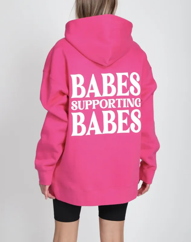 The "BABES SUPPORTING BABES" Big Sister Hoodie | Fuchsia sold by Brunette The Label