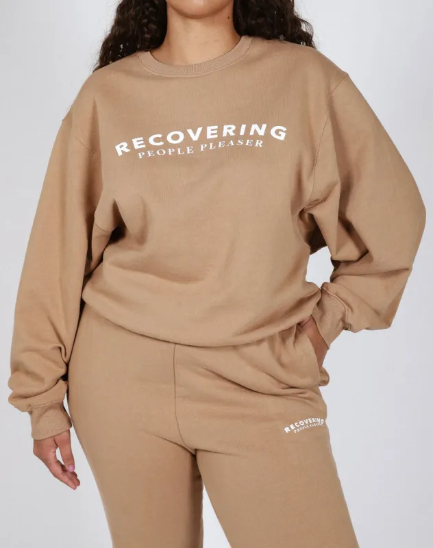 The "RECOVERING PEOPLE PLEASER" Best Friend Crew Neck Sweatshirt | Girlboss x Brunette the Label sold by Brunette The Label