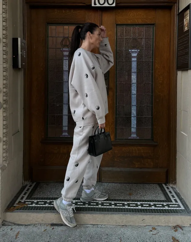 The "ALL OVER YIN YANG" Oversized Joggers | Oyster sold by Brunette The Label