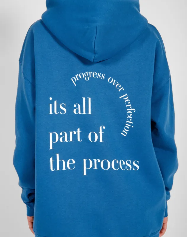The "PROGRESS OVER PERFECTION" Big Sister Hoodie | French Blue sold by Brunette The Label