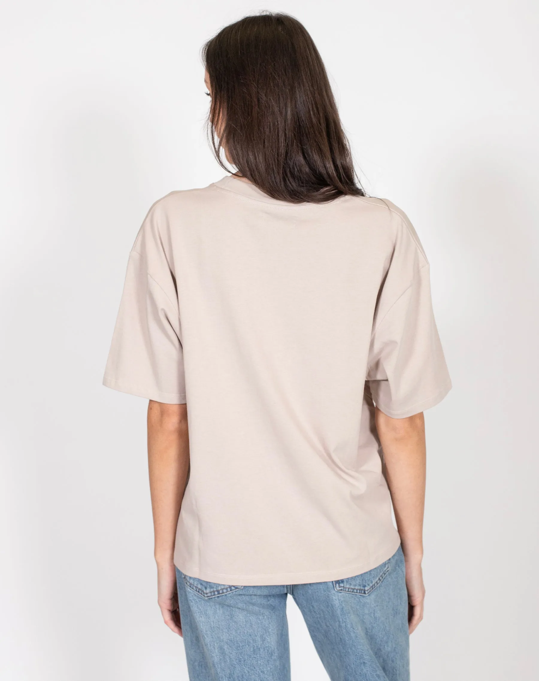 The Boxy Crew Neck Tee | Oyster sold by Brunette The Label product image thumbnail 3