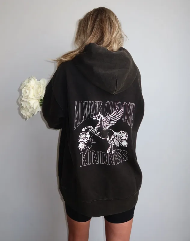 The "ALWAYS CHOOSE KINDNESS" Big Sister Hoodie | Washed Black sold by Brunette The Label