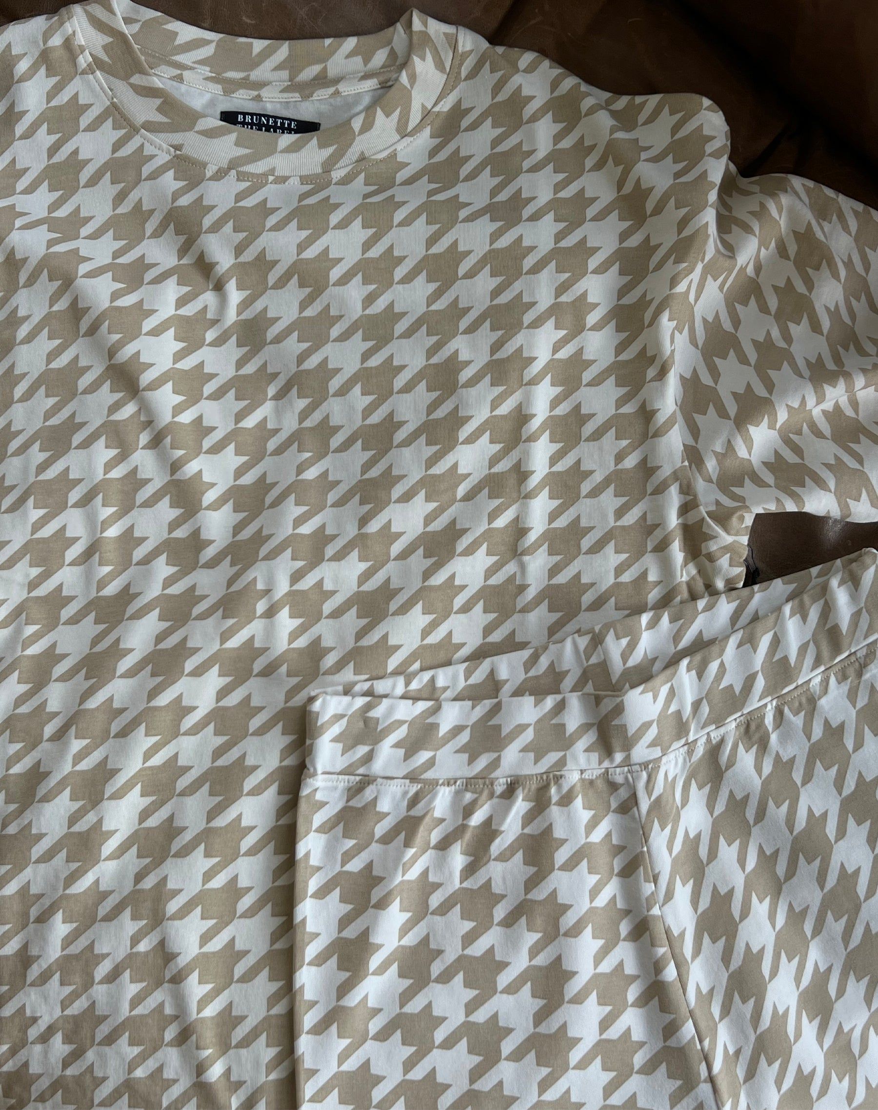 The "HOUNDSTOOTH" Oversized Boxy Tee | Almond Milk sold by Brunette The Label product image thumbnail 2