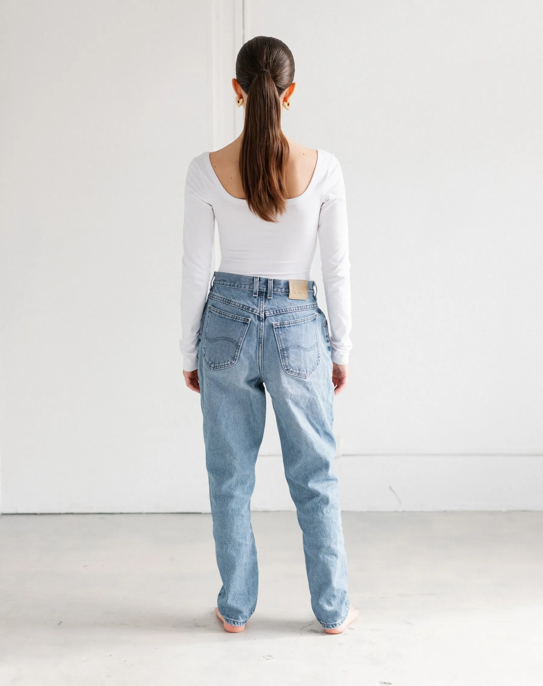 Long Sleeve Square Neck Bodysuit | White sold by Brunette The Label product image thumbnail 5