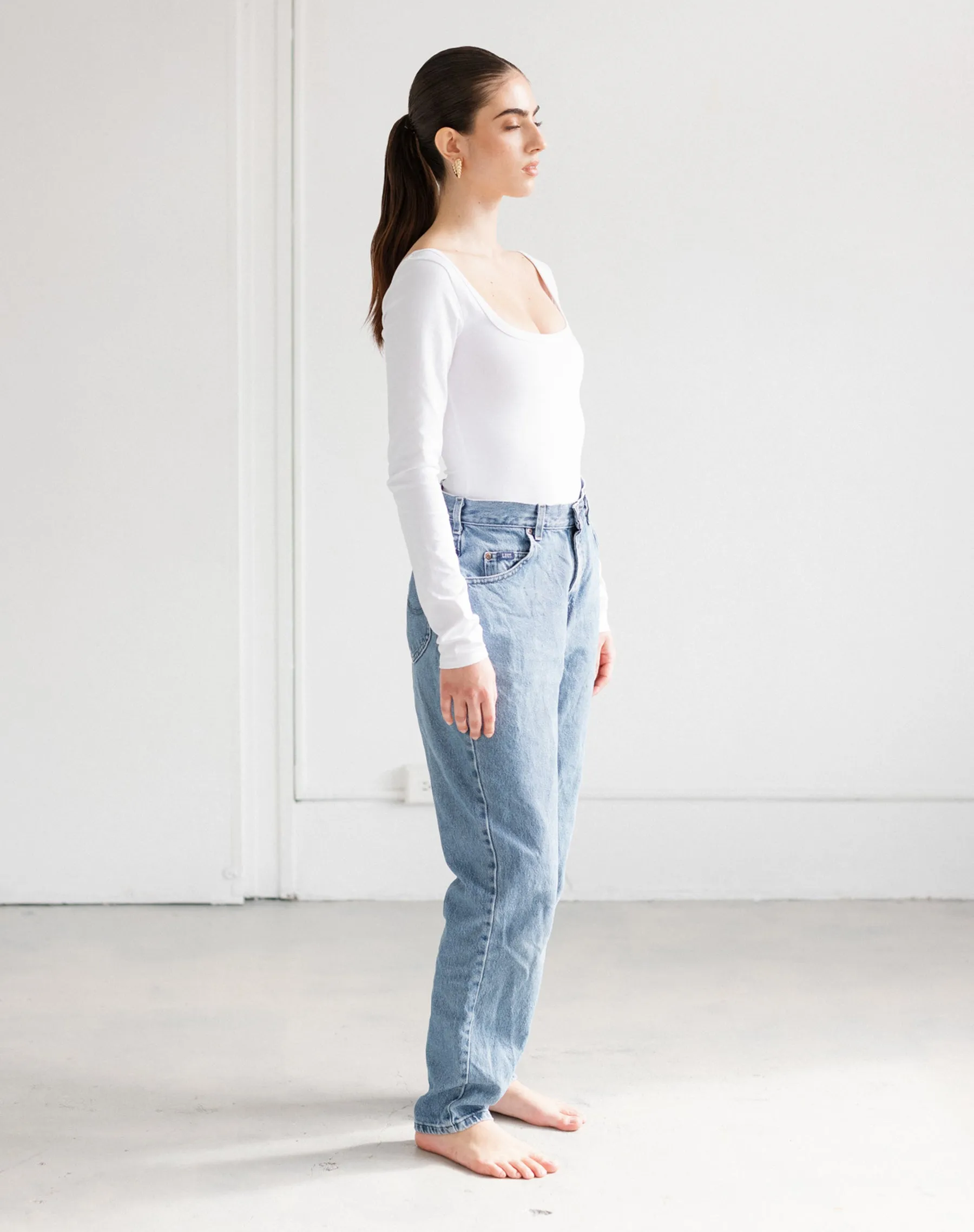 Long Sleeve Square Neck Bodysuit | White sold by Brunette The Label product image thumbnail 4